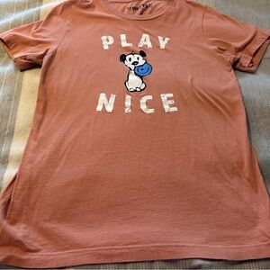 MUTTS Peach Play Nice T-Shirt Medium with dog Earl